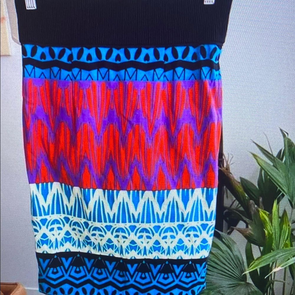 Multicolored Midi Resort Skirt with Geometric Patterns